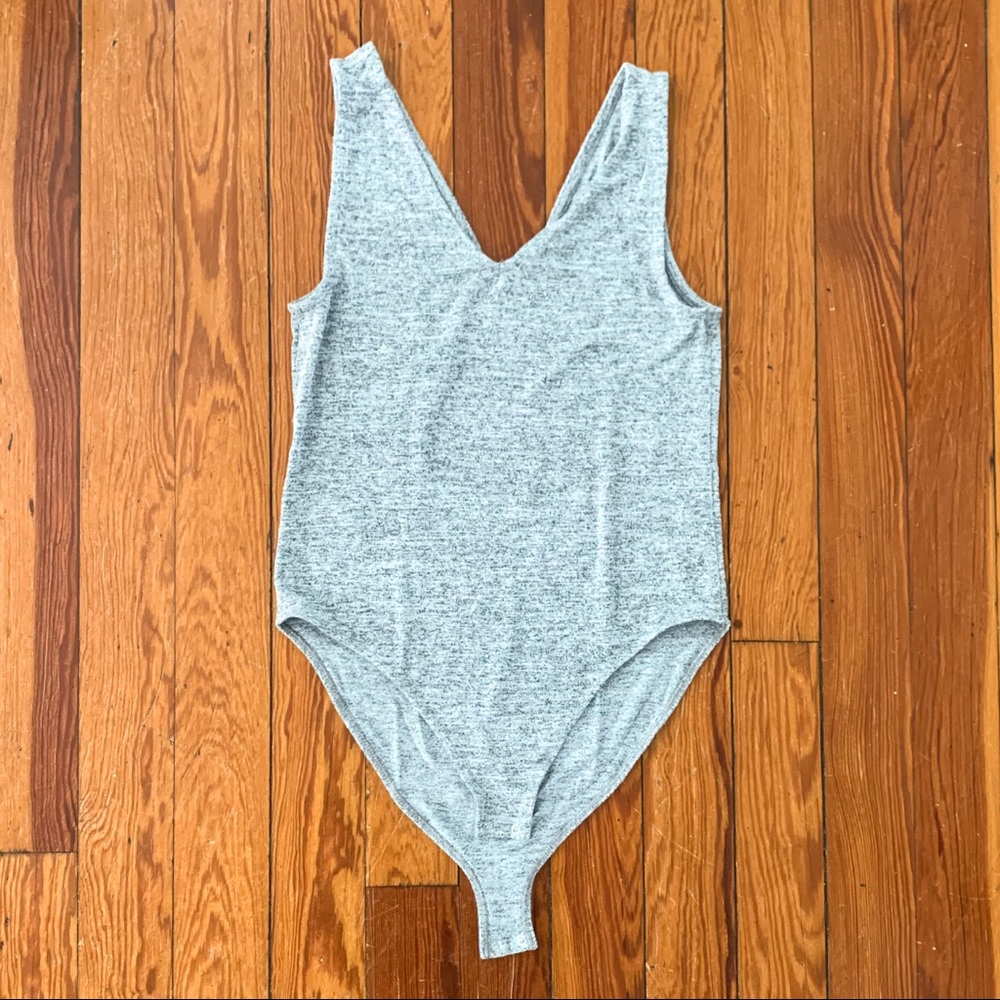 Gap V-neck Knit Bodysuit in Gray